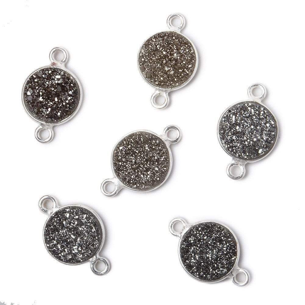 10mm Silver .925 Bezel Metallic Platinum Drusy Coin Connector 1 piece - Beadsofcambay.com