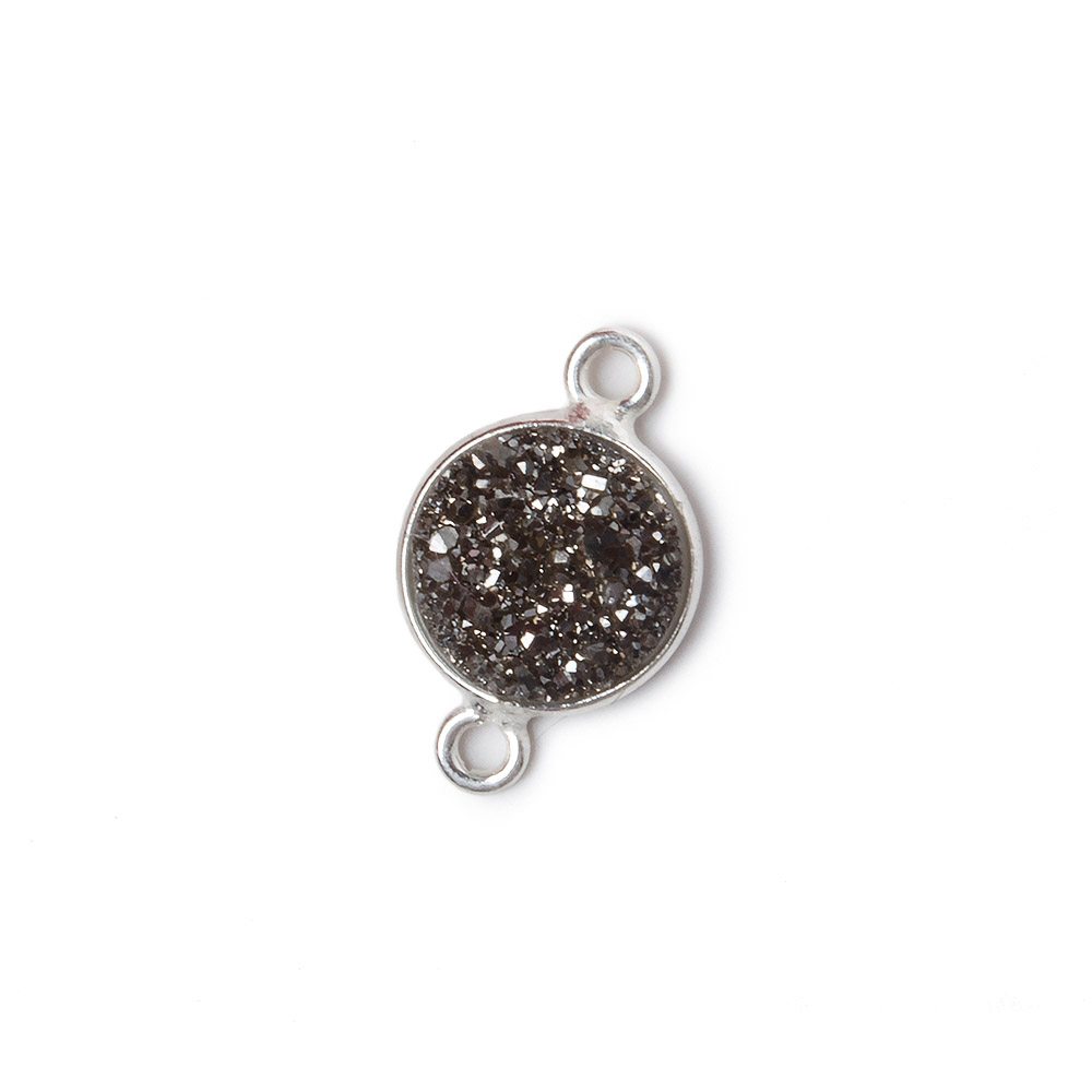 10mm Silver .925 Bezel Metallic Platinum Drusy Coin Connector 1 piece - Beadsofcambay.com