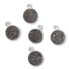 10mm Silver .925 Bezel Metallic Platinum Drusy Coin Pendant 1 piece - Beadsofcambay.com