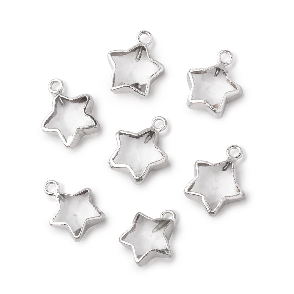 10mm Silver Leafed Crystal Quartz Faceted Star Focal Pendant 1 piece - Beadsofcambay.com