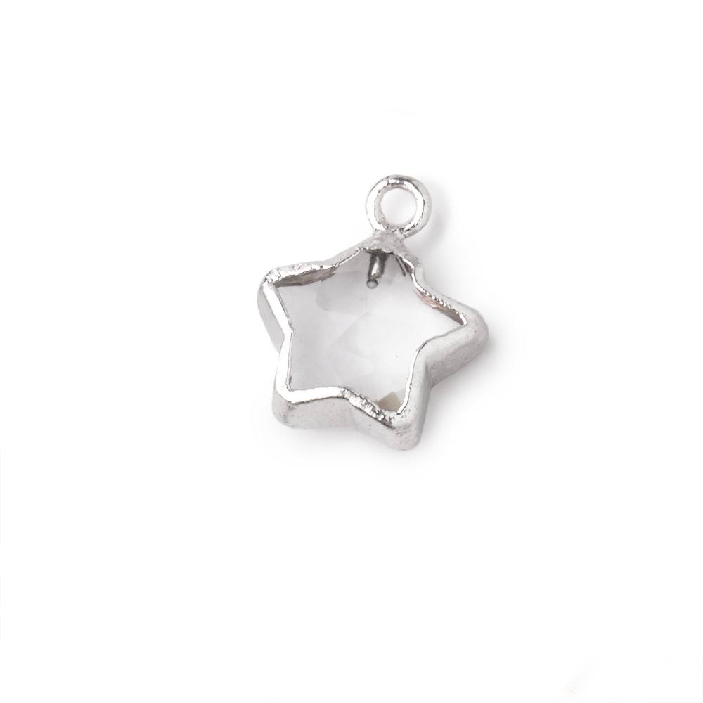 10mm Silver Leafed Crystal Quartz Faceted Star Focal Pendant 1 piece - Beadsofcambay.com
