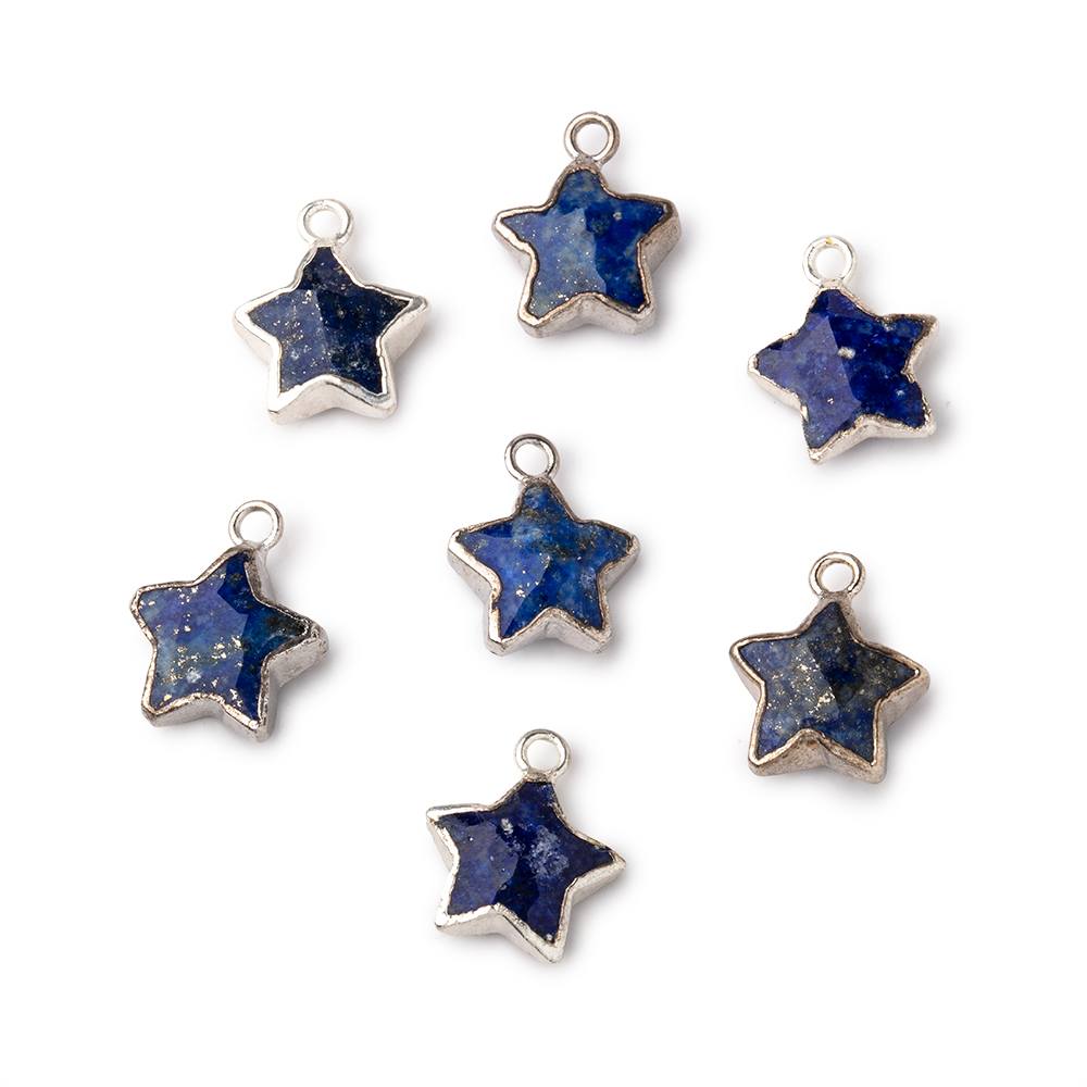 10mm Silver Leafed Lapis Lazuli Faceted Star Focal Pendant 1 piece - Beadsofcambay.com