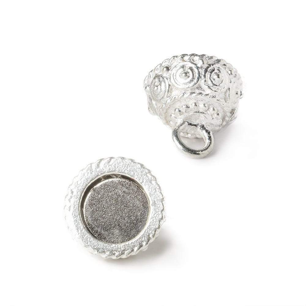 10mm Silver plated Copper Moroccan Dot Magnetic Clasp 1 piece - Beadsofcambay.com
