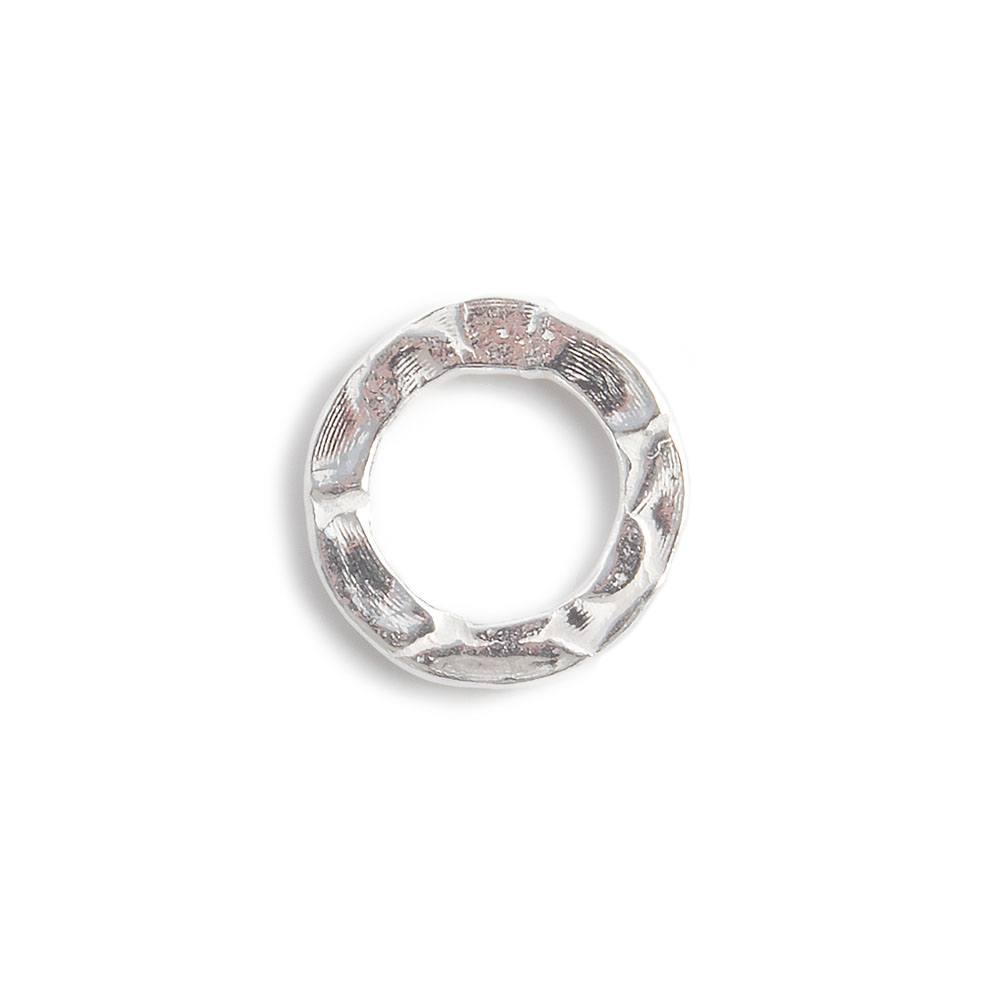 10mm Sterling Silver Hammered Jump Ring Connector 7mm ID Set of 10 pieces - Beadsofcambay.com