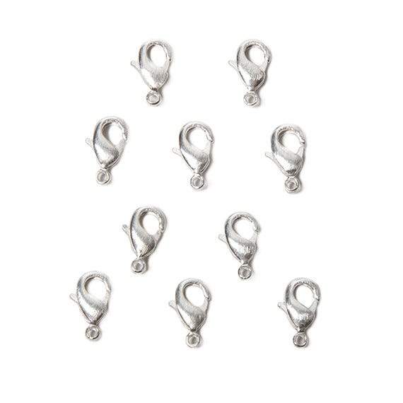 10mm Sterling Silver plated Brushed Lobster Clasp Set of 10 - Beadsofcambay.com