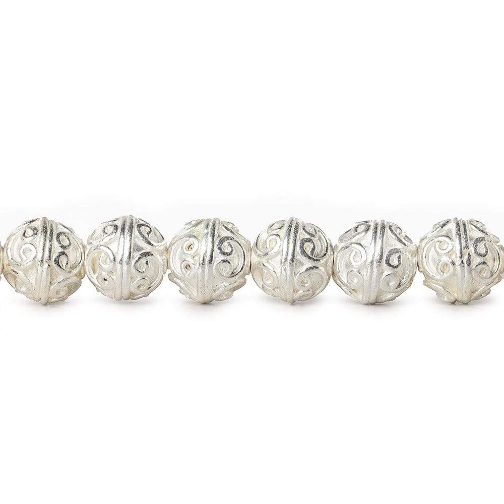 10mm Sterling Silver Plated Copper Bead Simple Swirl 8 inch 21 pcs - Beadsofcambay.com