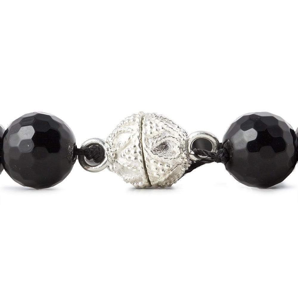 10mm Sterling Silver plated Copper Magnetic Ball Clasp Miligrain 1 piece - Beadsofcambay.com