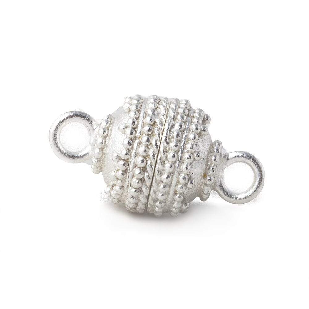 10mm Sterling Silver plated Copper Magnetic Clasp Miligrain Beehive Pattern 1 piece - Beadsofcambay.com