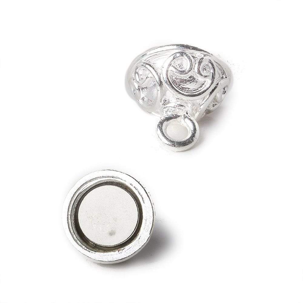 10mm Sterling Silver plated Copper Magnetic Clasp Round Heart Pattern Set of 2 - Beadsofcambay.com