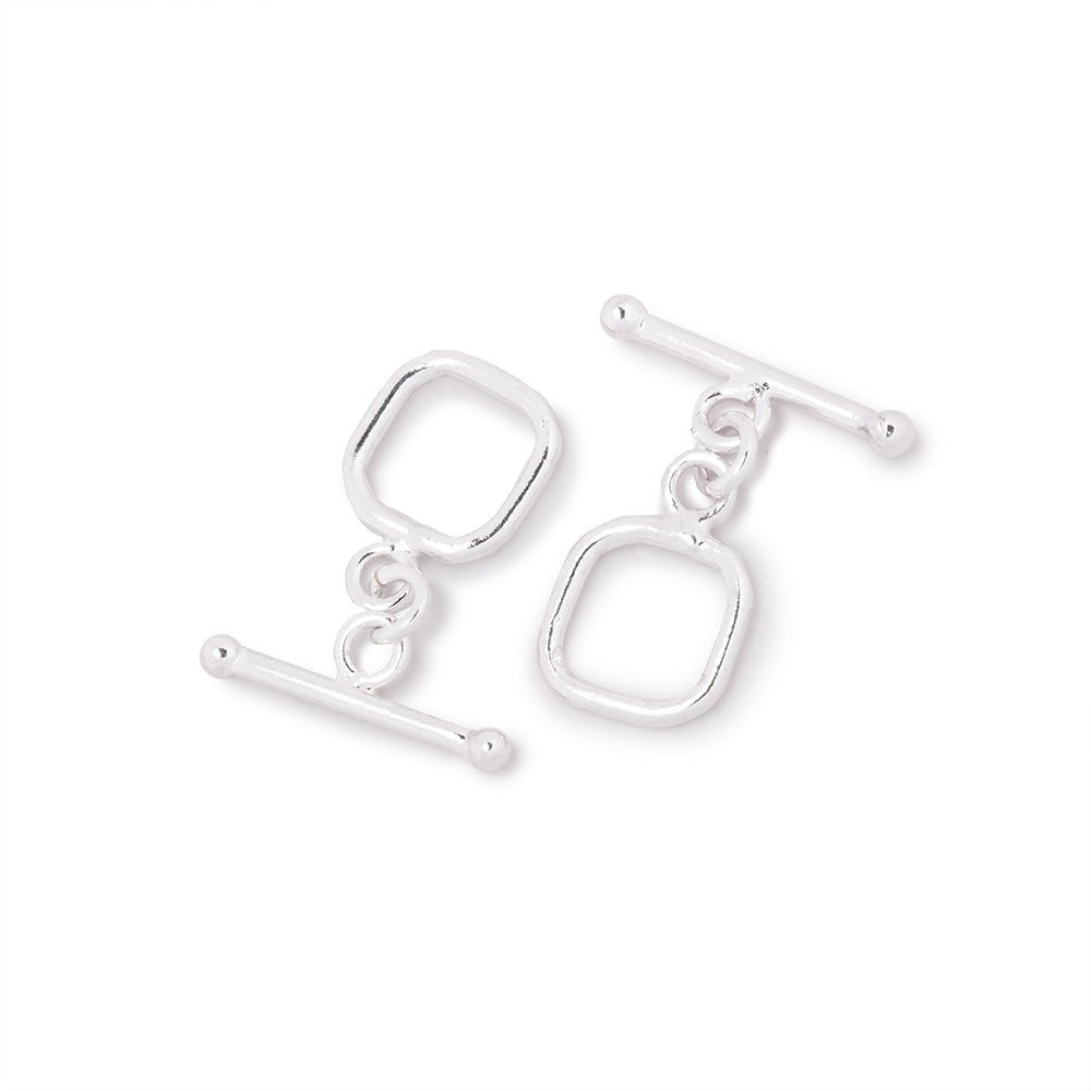 10mm Sterling Silver Rounded Square Toggle 1 piece - Beadsofcambay.com