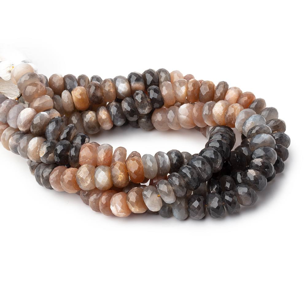10mm Sunstone & Moonstone Faceted Rondelle Beads 10 inch 45 pieces - Beadsofcambay.com