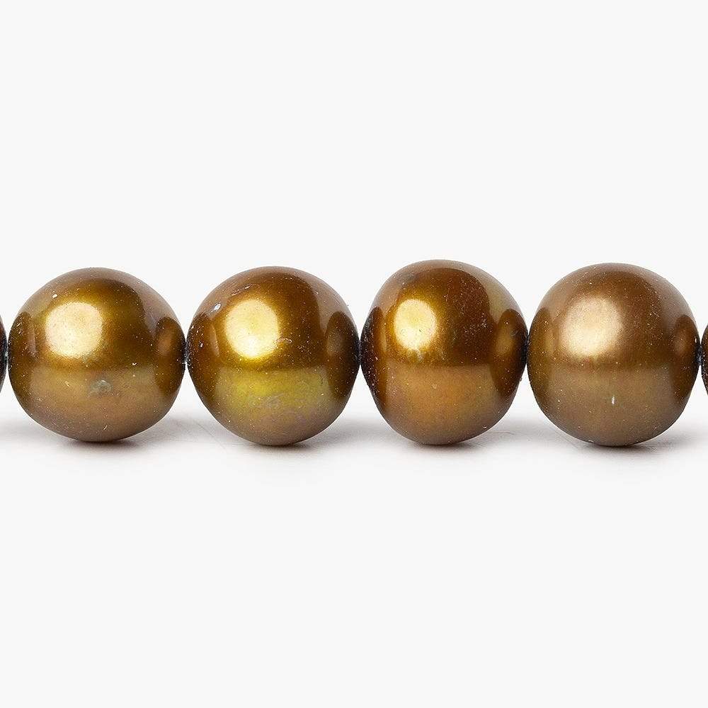 10mm Toffee Brown Off Round Freshwater Pearls 16 inch 42 pieces - Beadsofcambay.com