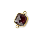 10mm Vermeil Bezel Garnet faceted cushion Connector 1 focal bead - Beadsofcambay.com