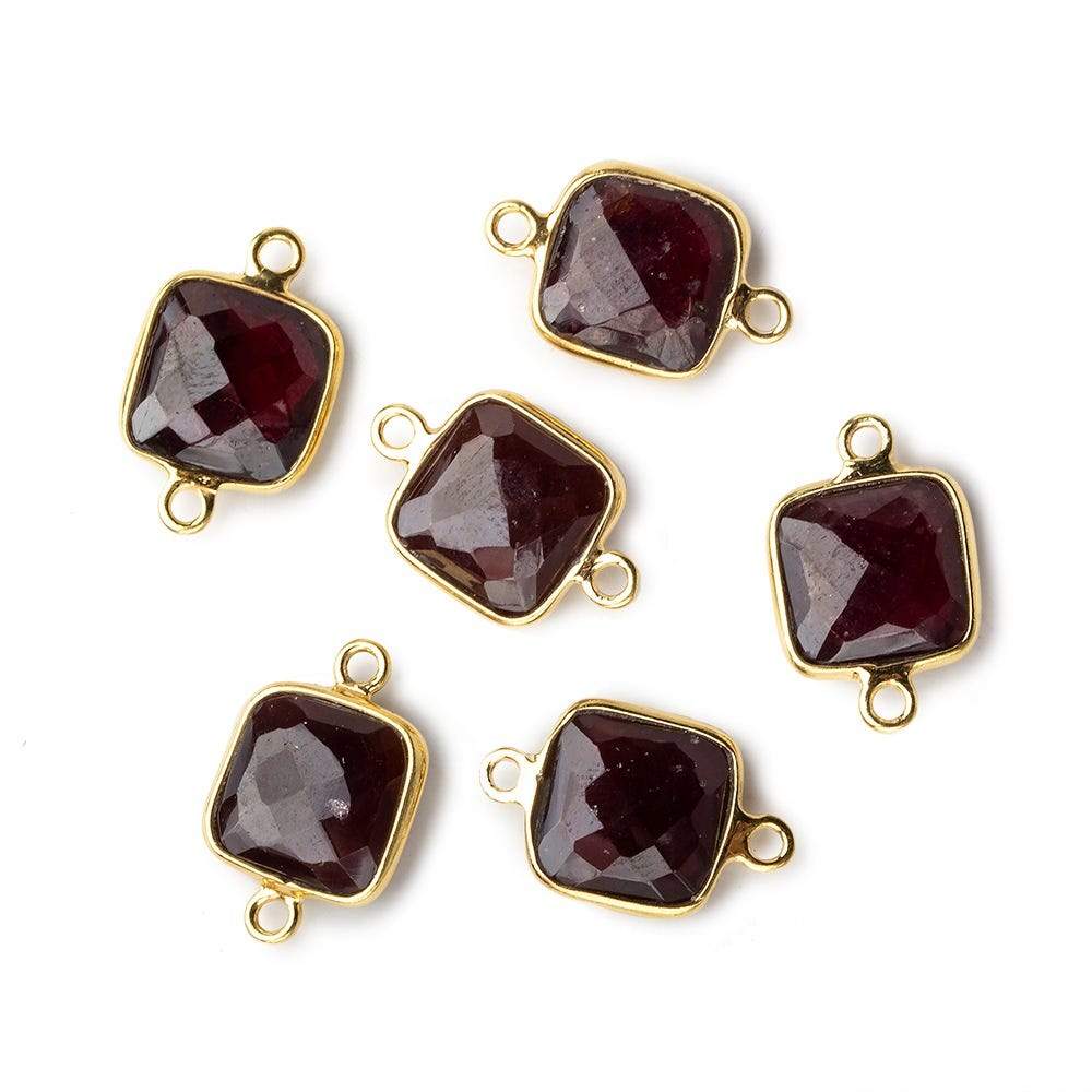 10mm Vermeil Bezel Garnet faceted cushion Connector 1 focal bead - Beadsofcambay.com