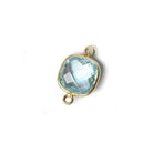 10mm Vermeil Bezel Sky Blue Topaz faceted pillow Petite Connector 1 piece - Beadsofcambay.com