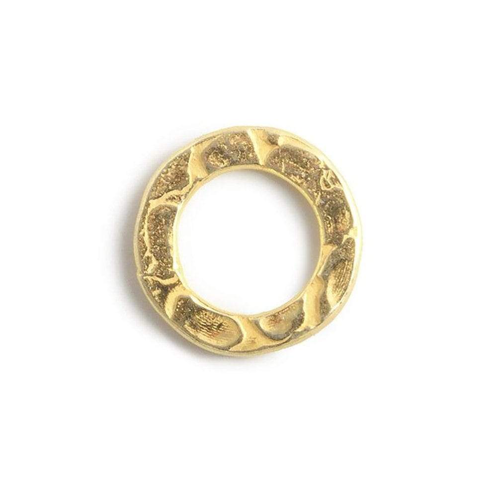 10mm Vermeil Hammered Jump Ring Connector 7mm ID Set of 10 pieces - Beadsofcambay.com