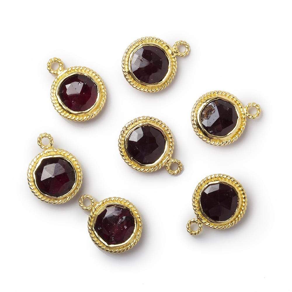 10mm Vermeil Rope Bezel Garnet Coin Pendant 1 piece - Beadsofcambay.com