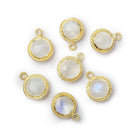 10mm Vermeil Rope Bezel Rainbow Moonstone Coin Pendant 1 piece - Beadsofcambay.com