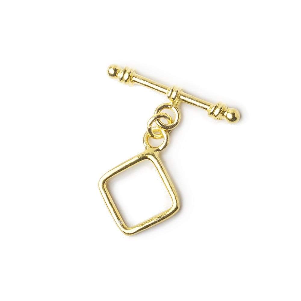 10mm Vermeil Toggle Plain Diamond Design 1 piece - Beadsofcambay.com