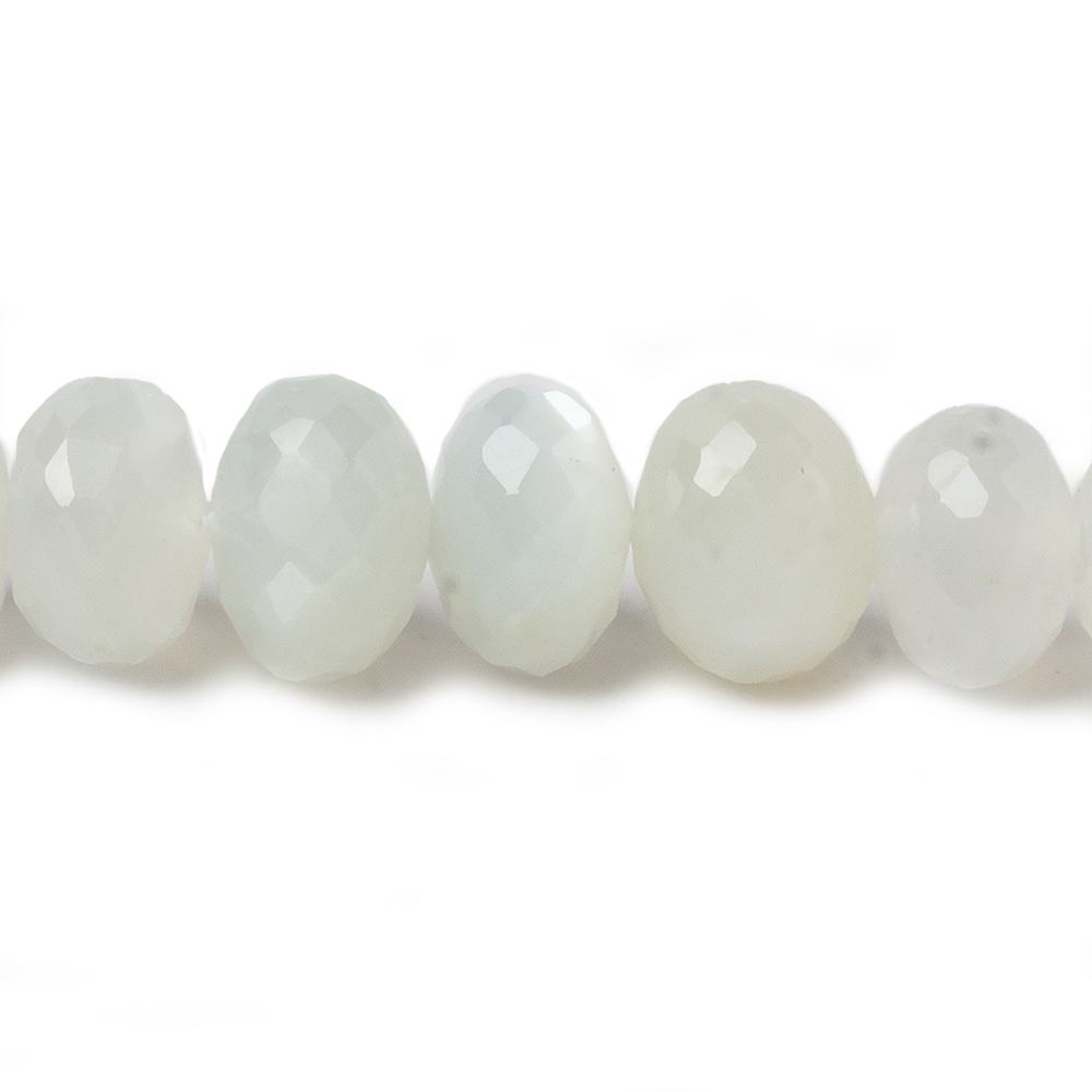 10mm White Moonstone faceted rondelle beads 13.5 inch 49 pieces - Beadsofcambay.com