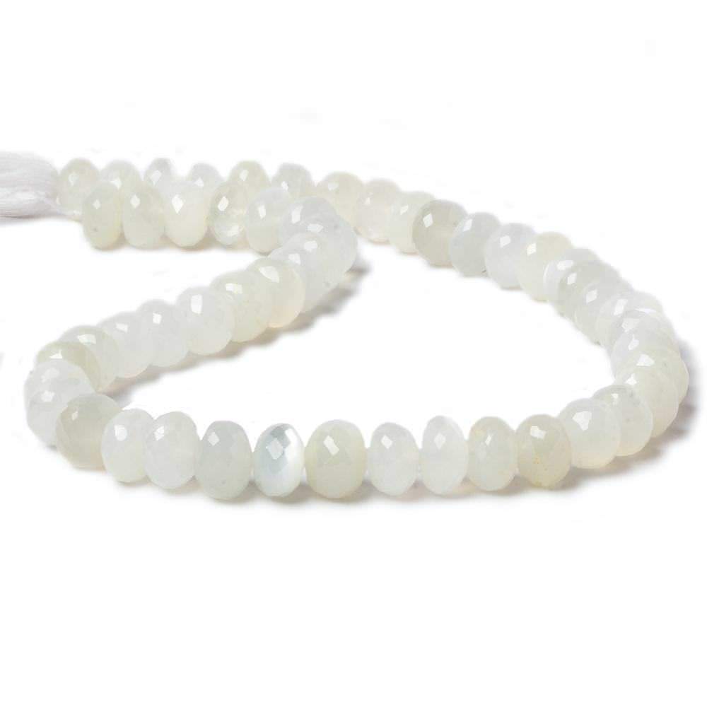 10mm White Moonstone faceted rondelle beads 13.5 inch 49 pieces - Beadsofcambay.com