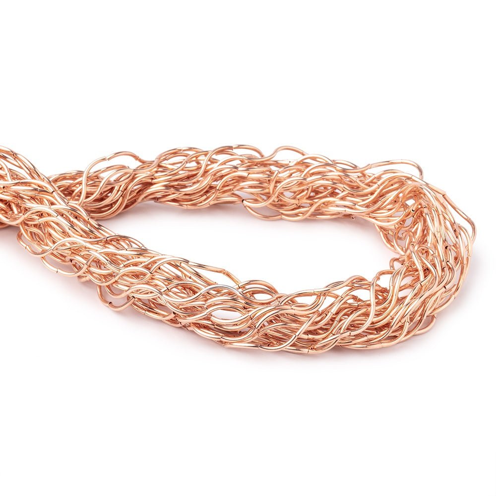 10mm x 1mm Rose Gold Plated Copper Curved Tube Beads 32 inch 80 pieces - Beadsofcambay.com