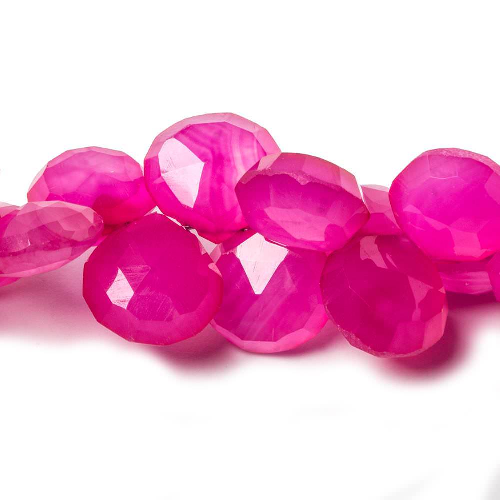10x10-11.5x11.5mm Hot Lipstick Pink Chalcedony Faceted Heart Beads 8 inch 42 pieces - Beadsofcambay.com