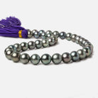 10x10-11.5x11.5mm Silver Peacock Tahitian Round Saltwater Pearls 16 inch 38 pieces A - Beadsofcambay.com