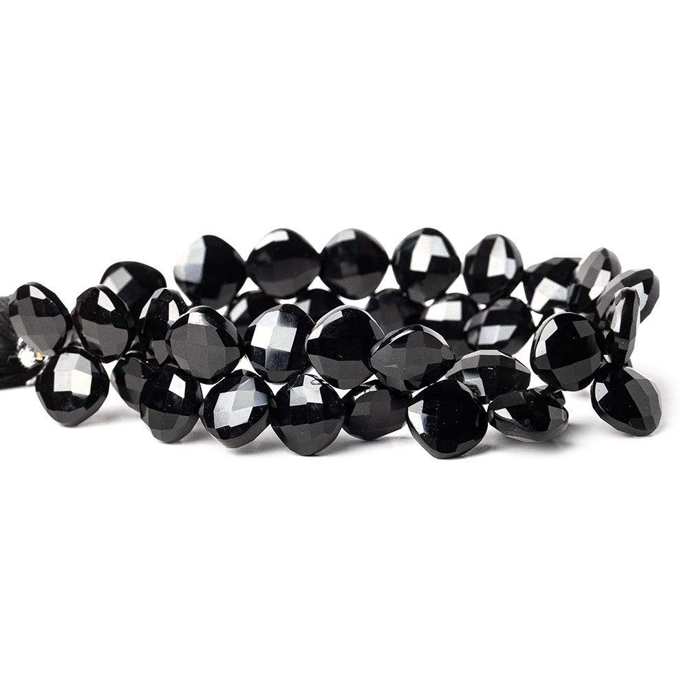 10x10-11x11mm Black Onyx corner drilled faceted pillow beads 8 inch 39 pieces AAA - Beadsofcambay.com