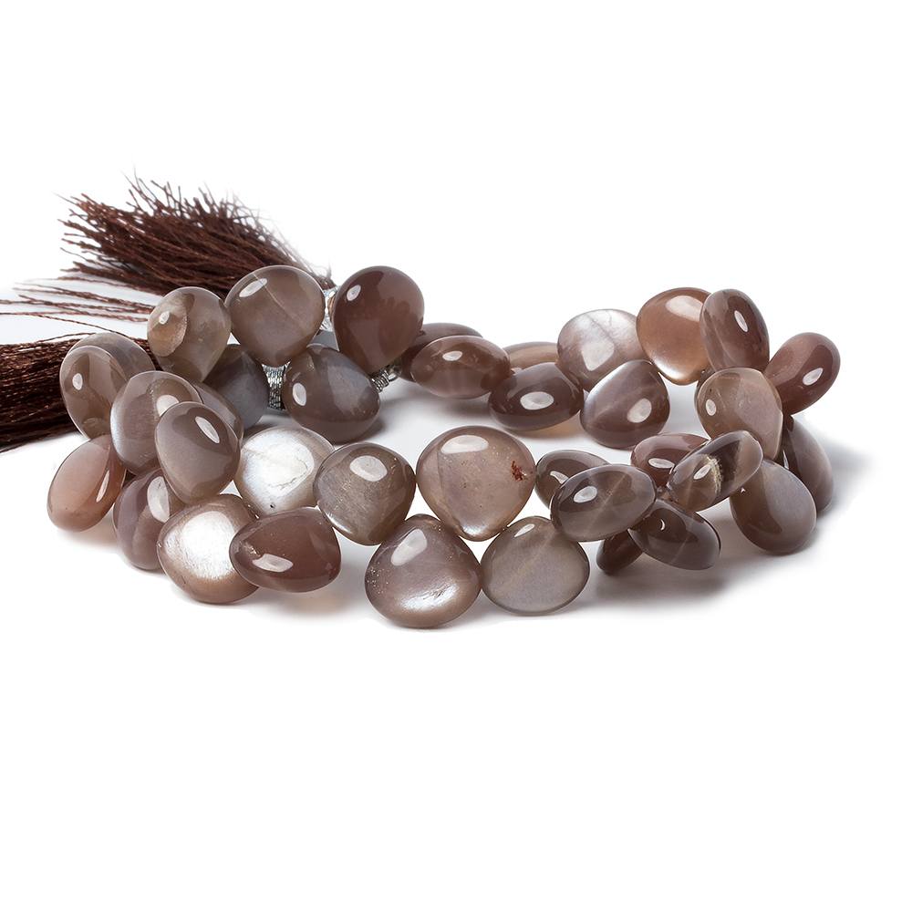 10x10-11x11mm Chocolate Brown Moonstone plain heart beads 8 inch 39 pieces - Beadsofcambay.com