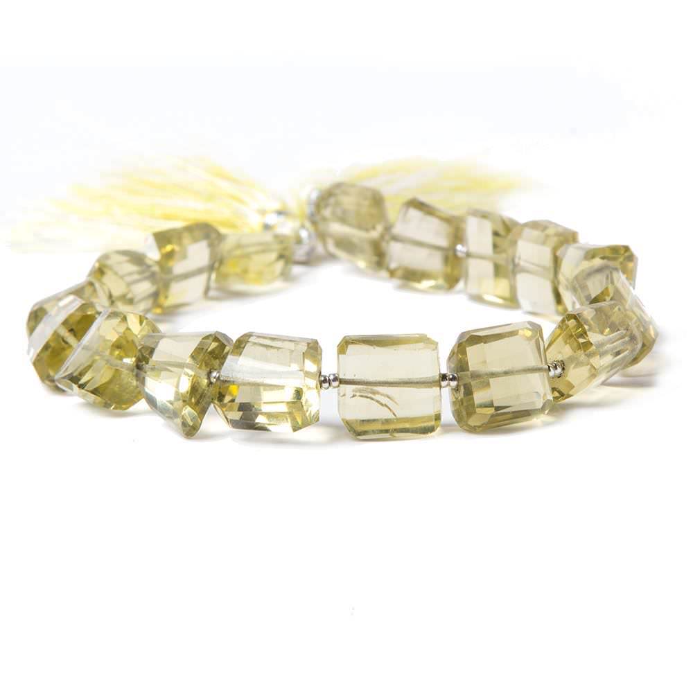 10x10-11x11mm Lemon Quartz step faceted nugget beads 8 inch 17 pieces - Beadsofcambay.com