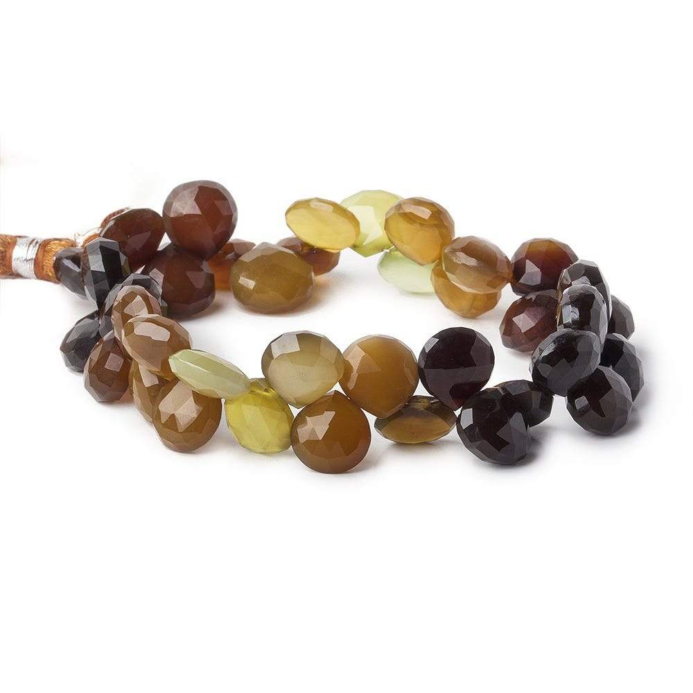 10x10-11x11mm Multi Color Chalcedony Faceted Hearts 8 inch 40 Beads - Beadsofcambay.com