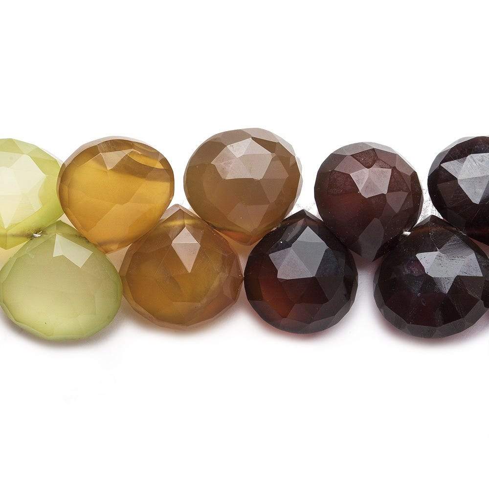 10x10-11x11mm Multi Color Chalcedony Faceted Hearts 8 inch 40 Beads - Beadsofcambay.com
