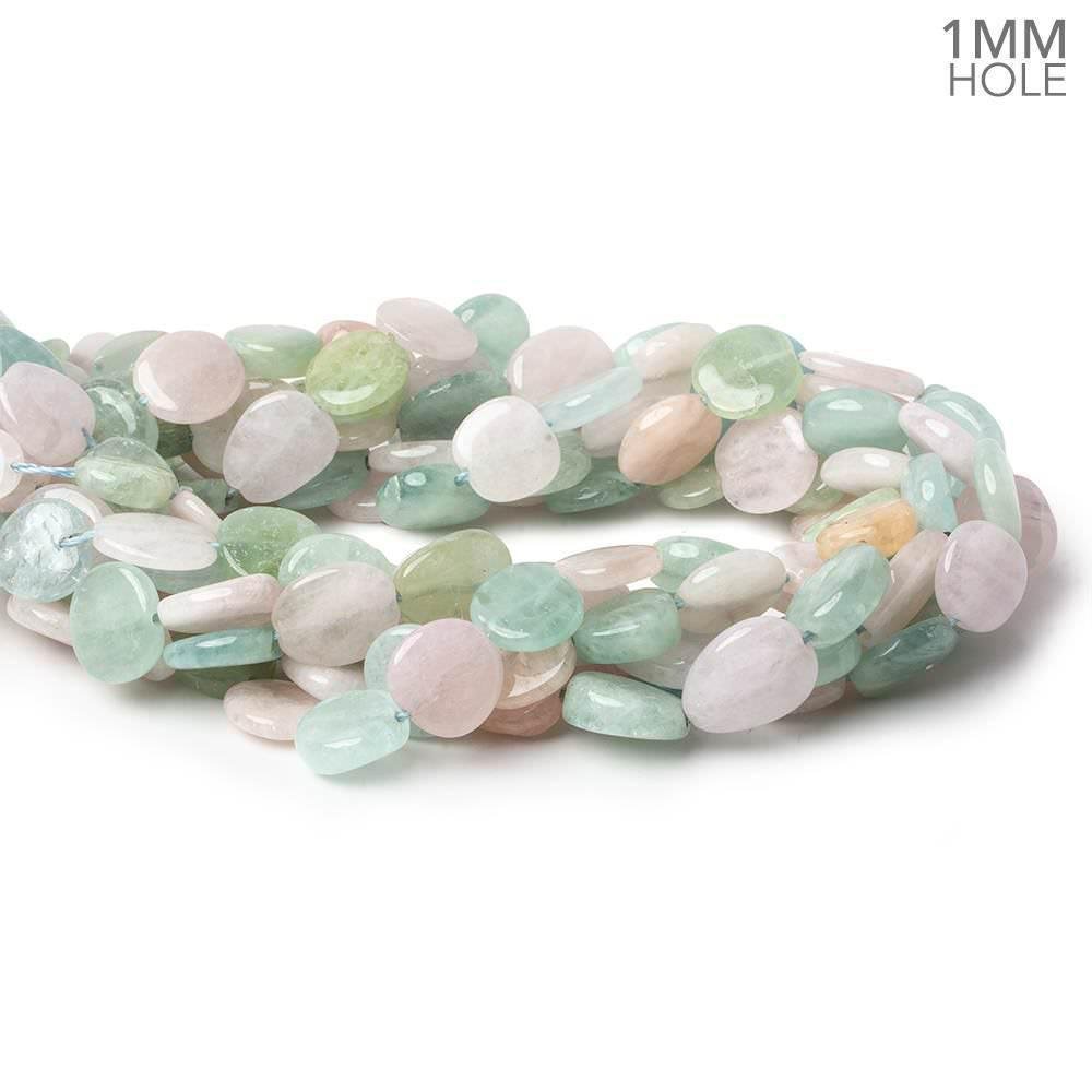 10x10-11x12mm Multi Beryl straight drilled plain flat nuggets 16 inch 34 large hole beads AA - Beadsofcambay.com