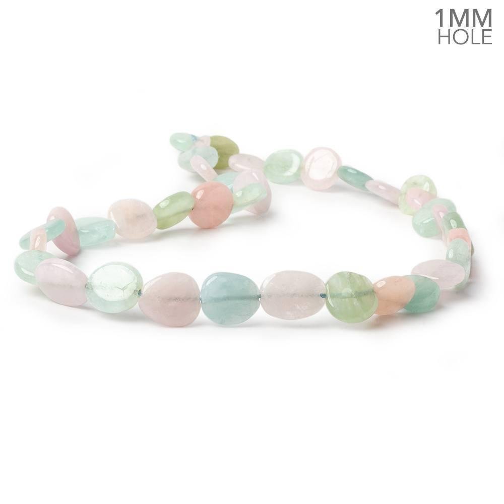 10x10-11x12mm Multi Beryl straight drilled plain flat nuggets 16 inch 34 large hole beads AA - Beadsofcambay.com