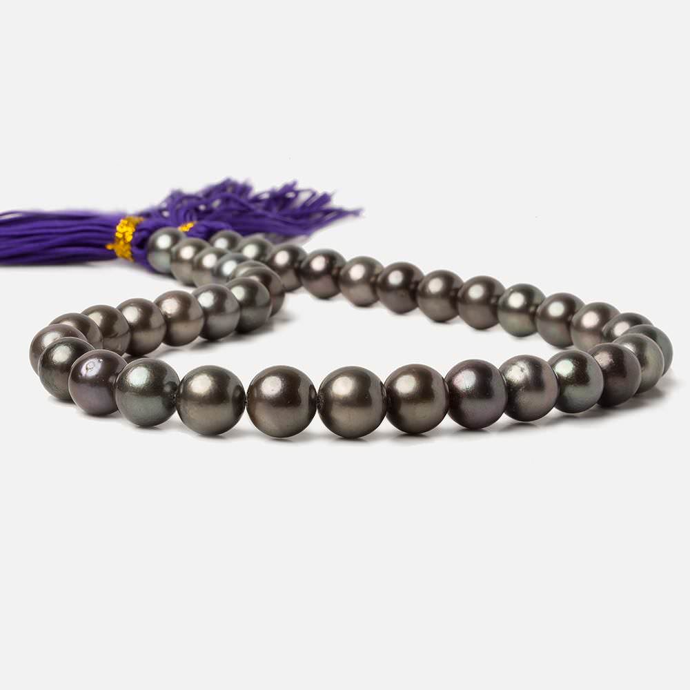 10x10-12x11.5mm Peacock Tahitian Round Saltwater Pearls 16 inch 38 pieces A - Beadsofcambay.com