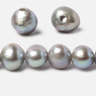 10x10-12x11mm Stainless Steel Silver Baroque Side Drilled Large Hole Freshwater Pearls 15 inch 39 pcs - Beadsofcambay.com