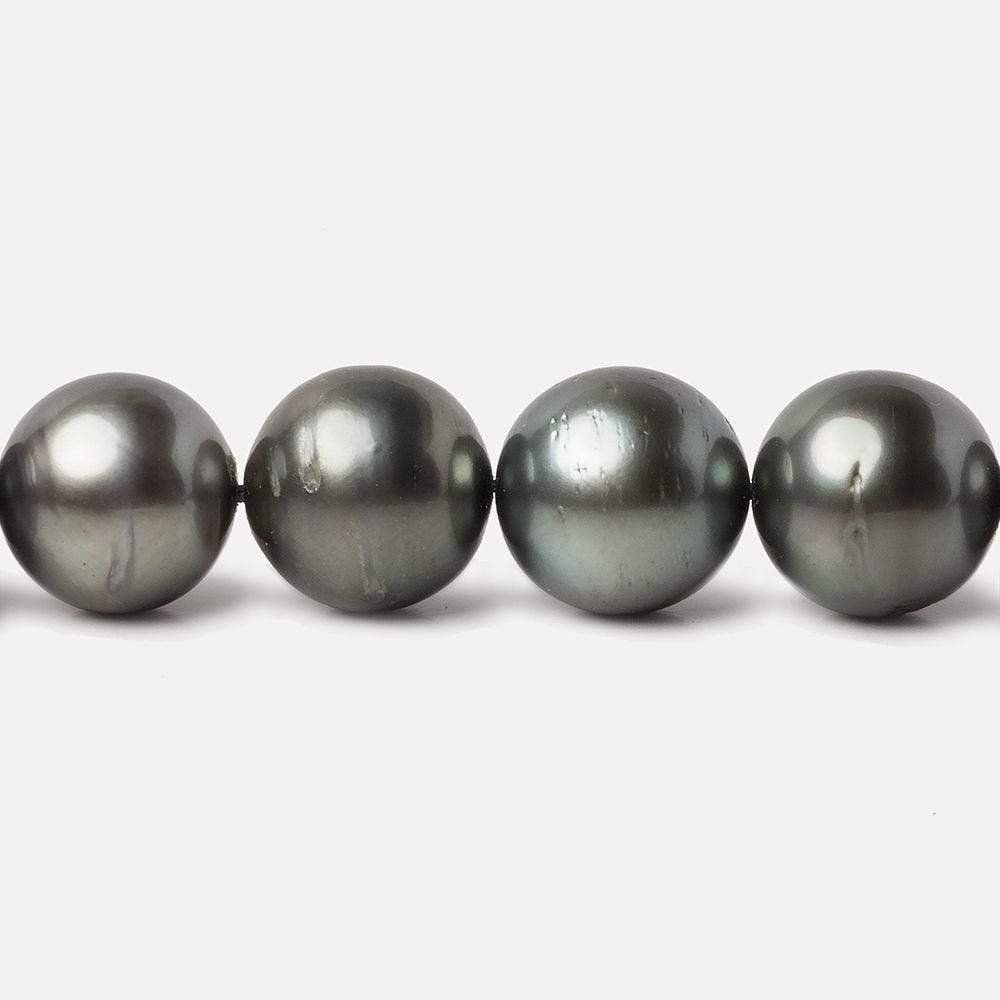 10x10-12x12.5mm Peacock Tahitian Round Saltwater Pearls 16 inch 38 pieces A - Beadsofcambay.com