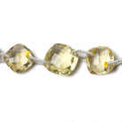 10x10-12x12mm Lemon Quartz double drill faceted pillow 13 inch 21 beads - Beadsofcambay.com