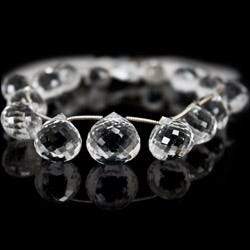 10x10-14.5x14.5mm Crystal Quartz Candy Kiss Briolette Beads 8 inch 15 pieces - Beadsofcambay.com