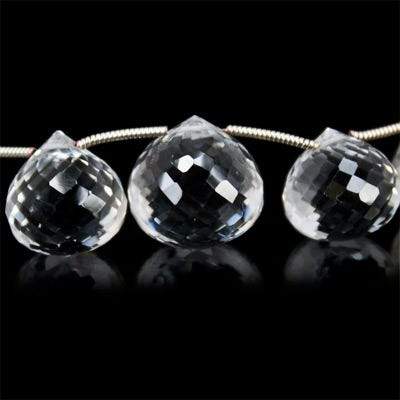 10x10-14.5x14.5mm Crystal Quartz Candy Kiss Briolette Beads 8 inch 15 pieces - Beadsofcambay.com