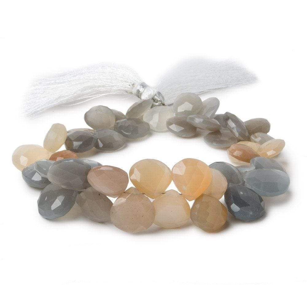 10x10-14x14mm Multi Color Moonstone faceted heart briolette 8.25 inch 43 Beads A - Beadsofcambay.com