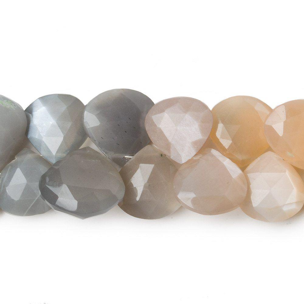 10x10-14x14mm Multi Color Moonstone faceted heart briolette 8.25 inch 43 Beads A - Beadsofcambay.com