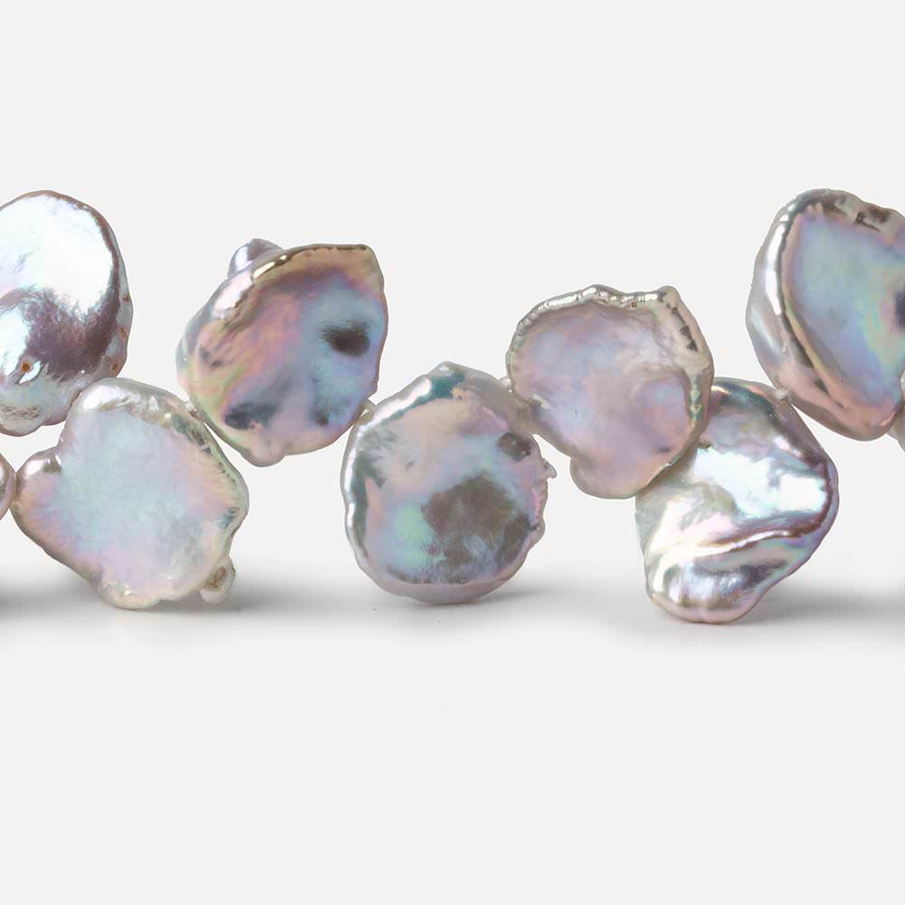 10x10-15x13mm Rose' Silver Top Drill Keshi Freshwater Pearls 15 inch 46 beads AAA - Beadsofcambay.com