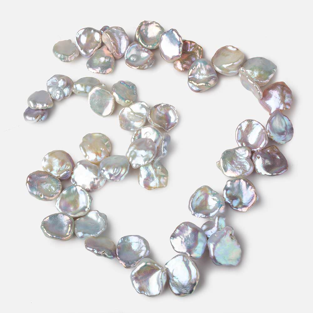 10x10-15x13mm Rose' Silver Top Drill Keshi Freshwater Pearls 15 inch 46 beads AAA - Beadsofcambay.com