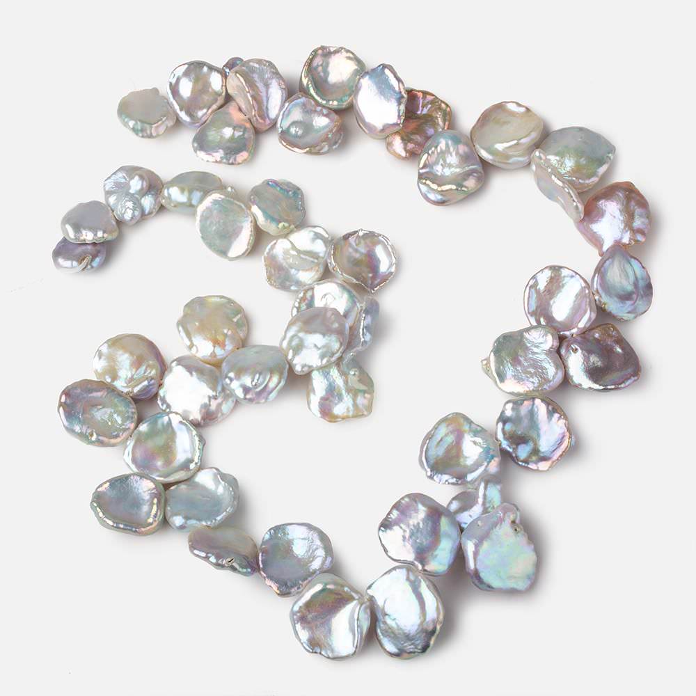 10x10-15x13mm Rose' Silver Top Drill Keshi Freshwater Pearls 15 inch 46 beads AAA - Beadsofcambay.com
