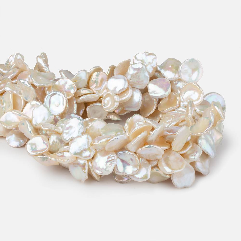 10x10-16x14mm Rose' Off White top drilled Keshi Freshwater Pearls AAA 15.5 inch 48 pcs - Beadsofcambay.com