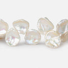 10x10-16x14mm Rose' Off White top drilled Keshi Freshwater Pearls AAA 15.5 inch 48 pcs - Beadsofcambay.com