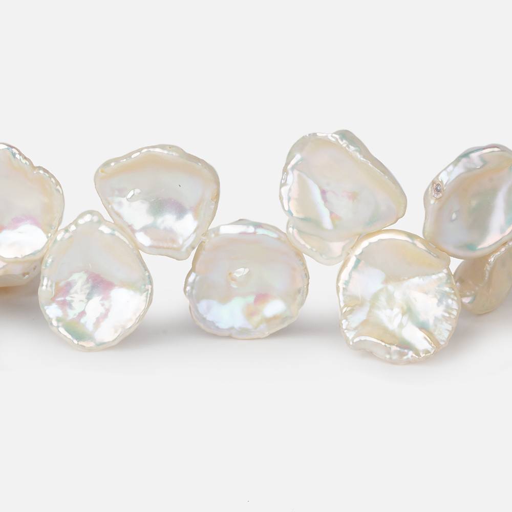 10x10-16x14mm Rose' Off White top drilled Keshi Freshwater Pearls AAA 15.5 inch 48 pcs - Beadsofcambay.com