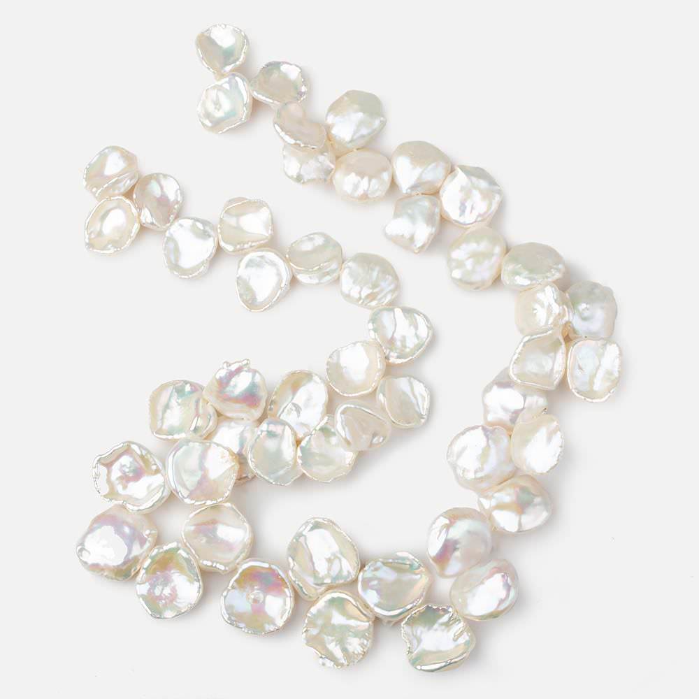 10x10-16x14mm Rose' Off White top drilled Keshi Freshwater Pearls AAA 15.5 inch 48 pcs - Beadsofcambay.com